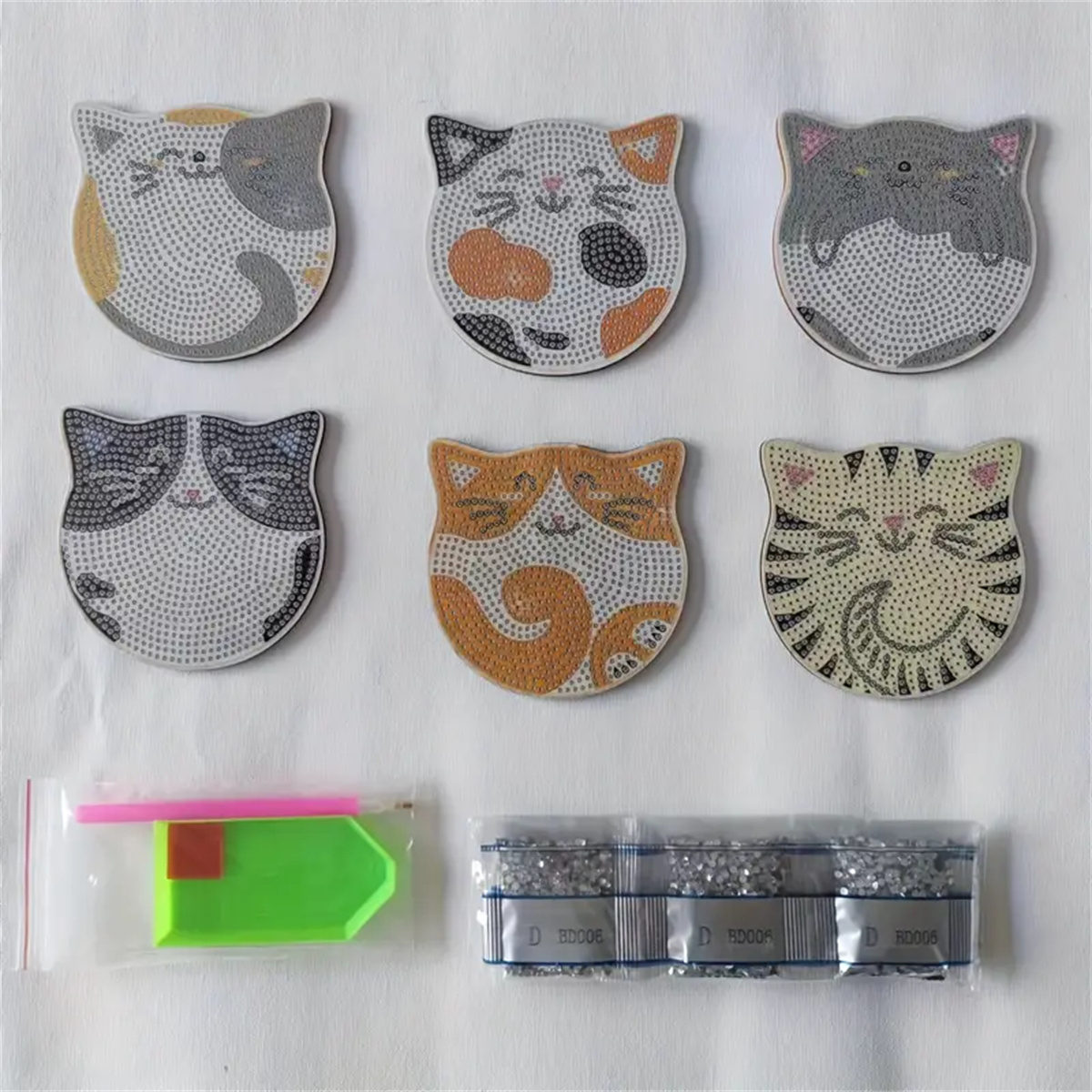 6 peças/set diy gato strass pi - Home Improvement Diy avaliação e preço